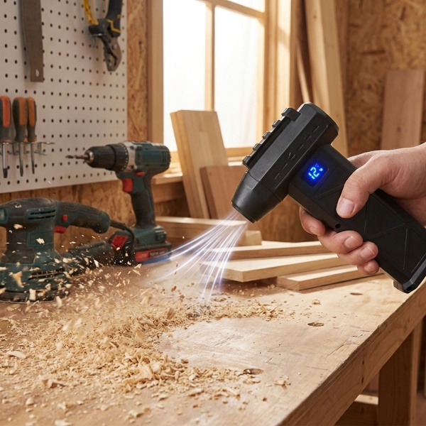 Akku Handgebläse 110.000 U/min, starker Mini Laubbläser mit USB-C & LED, 6000mAh Air Duster Staubgebläse für PC, Auto, Tastatur Reinigung, u.v.m.