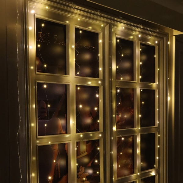 Eleganter LED-Lichtervorhang 3x3m, 300 warmweisse LEDs: Fernbedienung, 8 Modi, Dimmbar, Timer & USB-Anschluss, ideal für Party, Hochzeit & Wohndeko