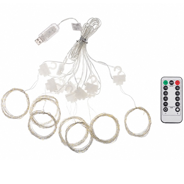 Eleganter LED-Lichtervorhang 3x3m, 300 warmweisse LEDs: Fernbedienung, 8 Modi, Dimmbar, Timer & USB-Anschluss, ideal für Party, Hochzeit & Wohndeko