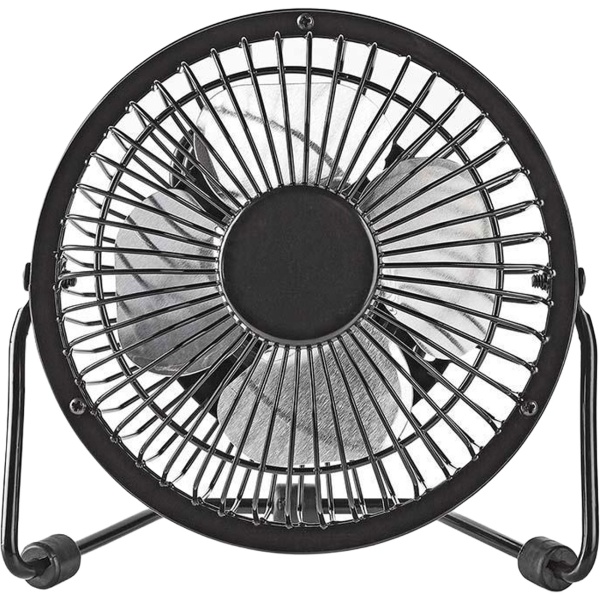 Kompakter USB Tischventilator aus Metall in Schwarz, Mini Ventilator für Büro & Laptop, 360° drehbar, robust & effizient, 3W, USB-A