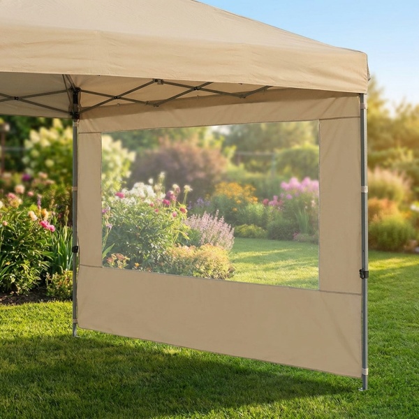 Ultra-Kompakt Faltpavillon 3x3m Khaki, inkl. 2 Seitenteile  - Stabiles Partyzelt - Mobiles Gartenzelt für Garten, Event, Markt, Party & Camping