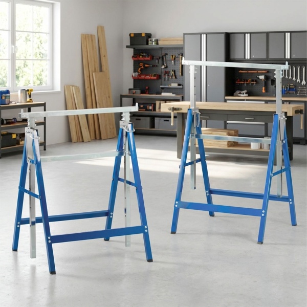 2er-Set Klappböcke höhenverstellbar 800-1300 mm, stabile Vierkantstahlkonstruktion bis 200 kg belastbar, platzsparend klappbar mit TÜV/GS-Prüfung