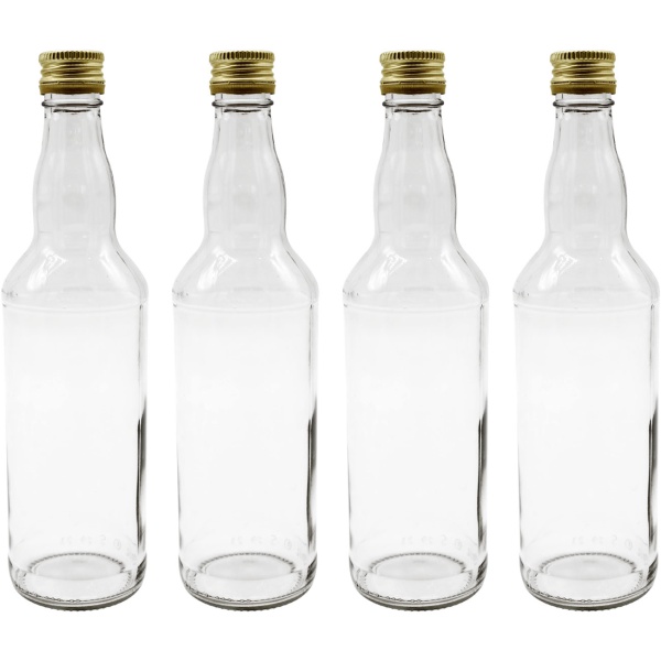 4er Set Glasflaschen 500ml mit Schraubverschluss - Transparente Saftflaschen aus Glas zum Befüllen & Lagern, wiederverwendbar