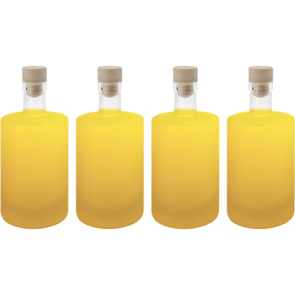 4er Set Glasflaschen 500ml mit Korkenverschluss - Matte Likörflaschen aus Glas zum Befüllen & Lagern, wiederverwendbar