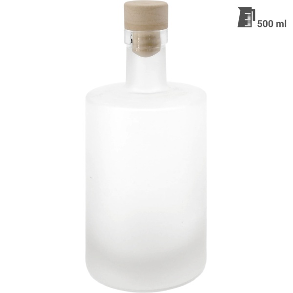 4er Set Glasflaschen 500ml mit Korkenverschluss - Matte Likörflaschen aus Glas zum Befüllen & Lagern, wiederverwendbar