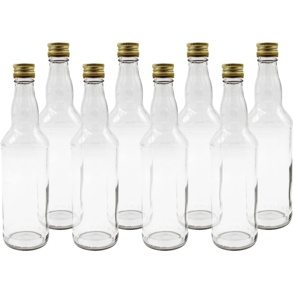 8er Set Glasflaschen 500ml mit Schraubverschluss - Transparente Saftflaschen aus Glas zum Befüllen & Lagern, wiederverwendbar