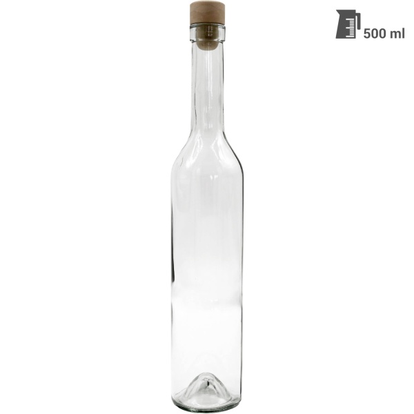 12er Set Glasflaschen 500ml mit Korkenverschluss - Transparente Likörflaschen aus Glas zum Befüllen & Lagern, wiederverwendbar