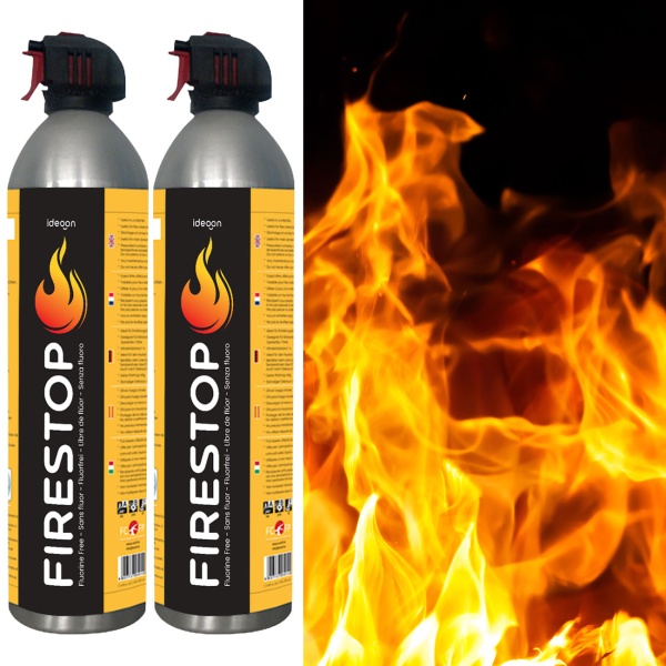2er-Set Feuerlöschspray Firestop, Brandklasse A/F, Fluorfrei, 600ml, Fettbrandlöscher für Speiseöl bis 5L – Kompakt & Sicher, 5A 5F