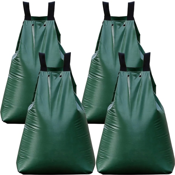 4er-Set Baum-Bewässerungssack 75L Wassersack für Bäume - UV- & Wetterbeständiger PE Wasserbeutel mit Reissverschluss & 2 Ösen - 9h Tröpfchenbewässerung