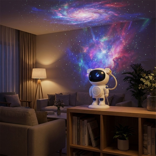 Sternenhimmel Projektor Astronaut mit Bluetooth Lautsprecher, Galaxy Projektor mit 14 Farbeffekten, Fernbedienung & Timer, Nachtlicht für Schlafzimmer