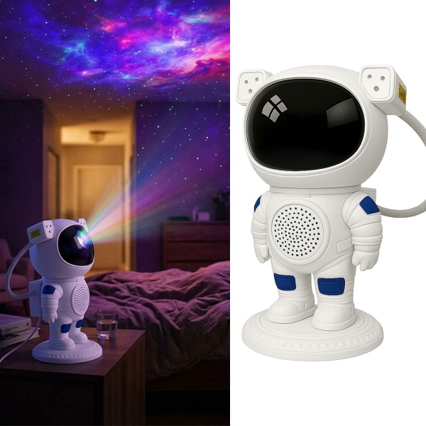 Sternenhimmel Projektor Astronaut mit Bluetooth Lautsprecher, Galaxy Projektor mit 14 Farbeffekten, Fernbedienung & Timer, Nachtlicht für Schlafzimmer