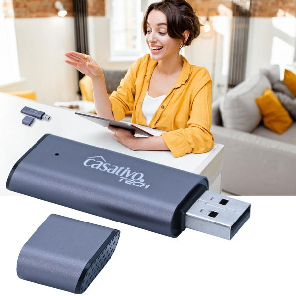 2-in-1 Digitaler Voice Recorder & USB-Stick 8GB – Diktiergerät mit Geräuschaktivierung, 20h Aufnahmezeit, Status-LEDs