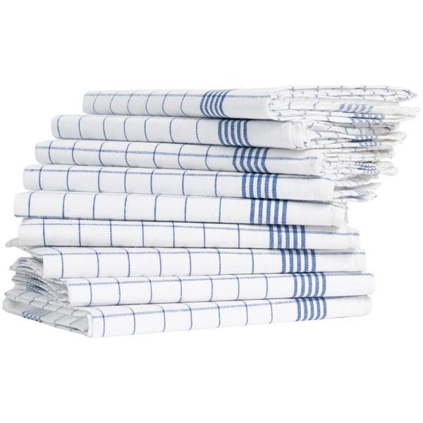 10er-Set Geschirrtücher aus 100% Baumwolle, 50x70 cm - Blau Kariert - Saugstarke Küchentücher für Haushalt & Gastro, Oeko-Tex, Premium Abtrockentücher