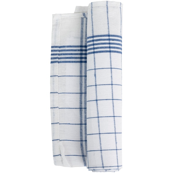 10er-Set Geschirrtücher aus 100% Baumwolle, 50x70 cm - Blau Kariert - Saugstarke Küchentücher für Haushalt & Gastro, Oeko-Tex, Premium Abtrockentücher