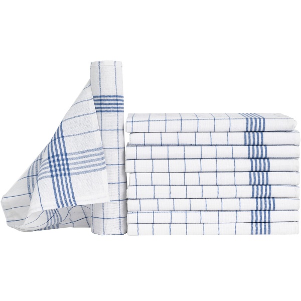10er-Set Geschirrtücher aus 100% Baumwolle, 50x70 cm - Blau Kariert - Saugstarke Küchentücher für Haushalt & Gastro, Oeko-Tex, Premium Abtrockentücher