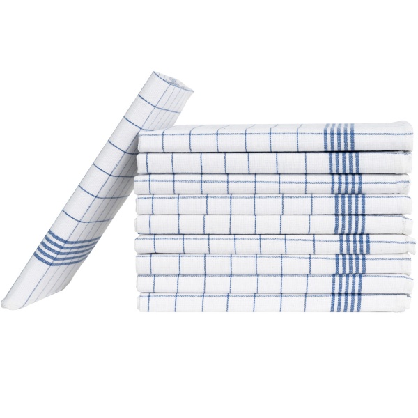 10er-Set Geschirrtücher aus 100% Baumwolle, 50x70 cm - Blau Kariert - Saugstarke Küchentücher für Haushalt & Gastro, Oeko-Tex, Premium Abtrockentücher
