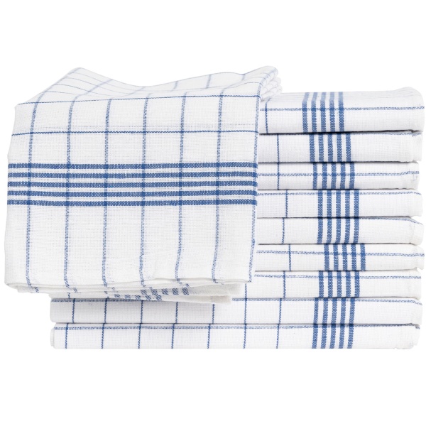 10er-Set Geschirrtücher aus 100% Baumwolle, 50x70 cm - Blau Kariert - Saugstarke Küchentücher für Haushalt & Gastro, Oeko-Tex, Premium Abtrockentücher