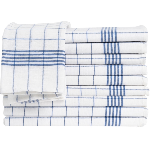 10er-Set Geschirrtücher aus 100% Baumwolle, 50x70 cm - Blau Kariert - Saugstarke Küchentücher für Haushalt & Gastro, Oeko-Tex, Premium Abtrockentücher