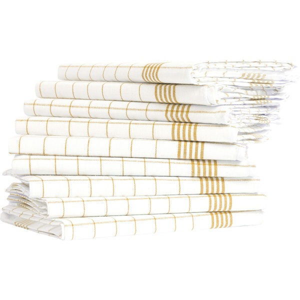 20er-Set Geschirrtücher aus 100% Baumwolle, 50x70 cm - Gelb Kariert - Saugstarke Küchentücher für Haushalt & Gastro, Oeko-Tex, Premium Abtrockentücher