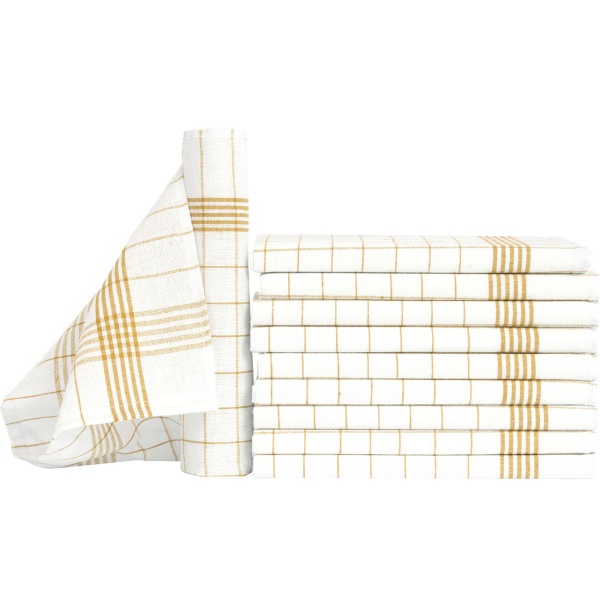 20er-Set Geschirrtücher aus 100% Baumwolle, 50x70 cm - Gelb Kariert - Saugstarke Küchentücher für Haushalt & Gastro, Oeko-Tex, Premium Abtrockentücher