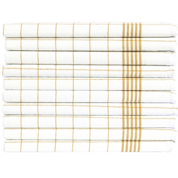 20er-Set Geschirrtücher aus 100% Baumwolle, 50x70 cm - Gelb Kariert - Saugstarke Küchentücher für Haushalt & Gastro, Oeko-Tex, Premium Abtrockentücher