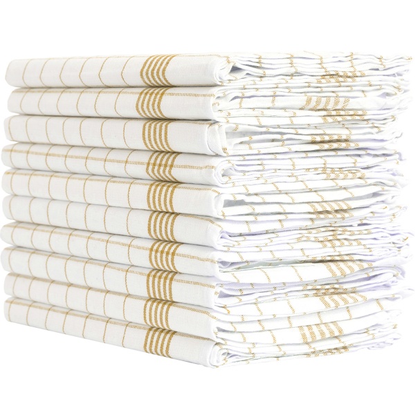 20er-Set Geschirrtücher aus 100% Baumwolle, 50x70 cm - Gelb Kariert - Saugstarke Küchentücher für Haushalt & Gastro, Oeko-Tex, Premium Abtrockentücher