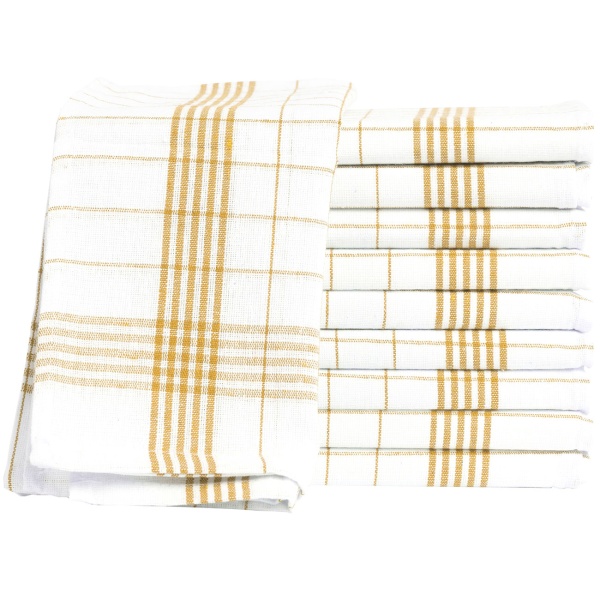 20er-Set Geschirrtücher aus 100% Baumwolle, 50x70 cm - Gelb Kariert - Saugstarke Küchentücher für Haushalt & Gastro, Oeko-Tex, Premium Abtrockentücher
