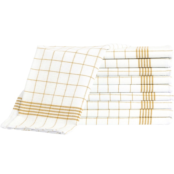 20er-Set Geschirrtücher aus 100% Baumwolle, 50x70 cm - Gelb Kariert - Saugstarke Küchentücher für Haushalt & Gastro, Oeko-Tex, Premium Abtrockentücher