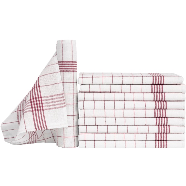 10er-Set Geschirrtücher aus 100% Baumwolle, 50x70 cm - Rot Kariert - Saugstarke Küchentücher für Haushalt & Gastro, Oeko-Tex, Premium Abtrockentücher