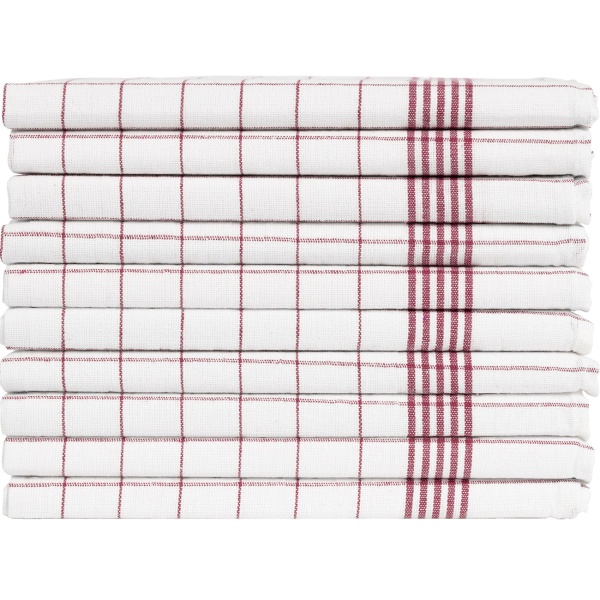 10er-Set Geschirrtücher aus 100% Baumwolle, 50x70 cm - Rot Kariert - Saugstarke Küchentücher für Haushalt & Gastro, Oeko-Tex, Premium Abtrockentücher