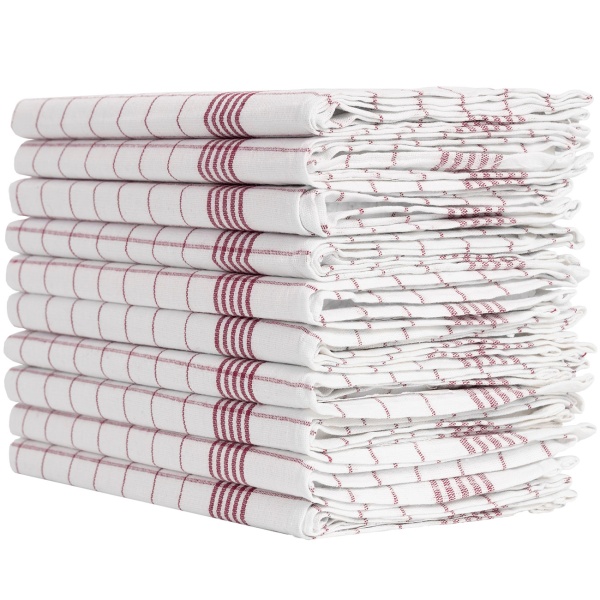 10er-Set Geschirrtücher aus 100% Baumwolle, 50x70 cm - Rot Kariert - Saugstarke Küchentücher für Haushalt & Gastro, Oeko-Tex, Premium Abtrockentücher