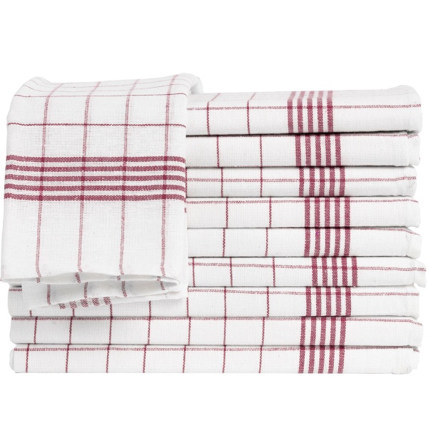10er-Set Geschirrtücher aus 100% Baumwolle, 50x70 cm - Rot Kariert - Saugstarke Küchentücher für Haushalt & Gastro, Oeko-Tex, Premium Abtrockentücher
