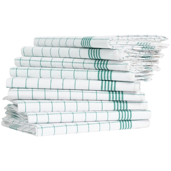 10er-Set Geschirrtücher aus 100% Baumwolle, 50x70 cm - Grün Kariert - Saugstarke Küchentücher für Haushalt & Gastro, Oeko-Tex, Premium Abtrockentücher