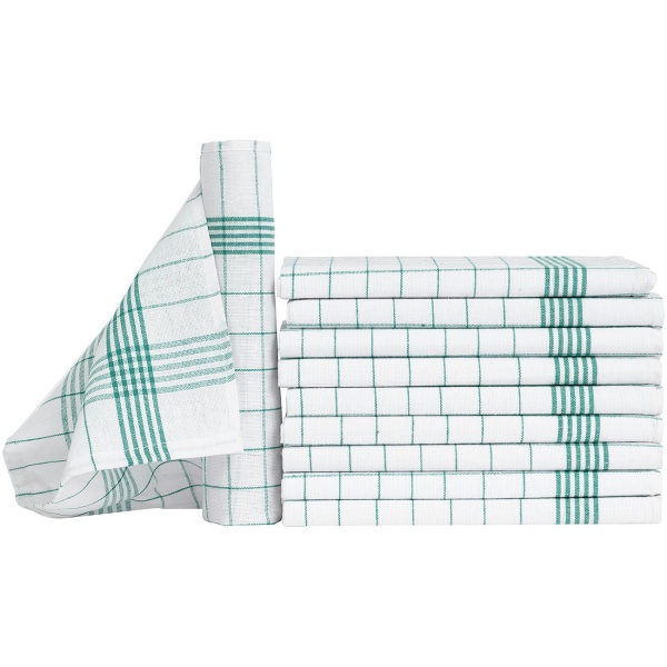 10er-Set Geschirrtücher aus 100% Baumwolle, 50x70 cm - Grün Kariert - Saugstarke Küchentücher für Haushalt & Gastro, Oeko-Tex, Premium Abtrockentücher