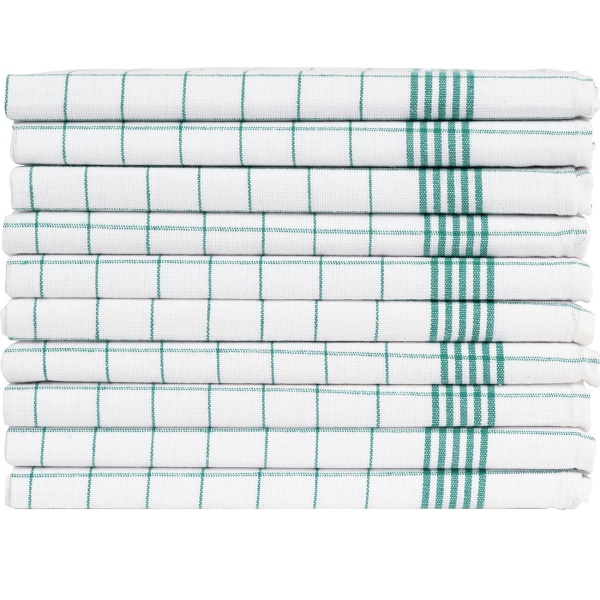 10er-Set Geschirrtücher aus 100% Baumwolle, 50x70 cm - Grün Kariert - Saugstarke Küchentücher für Haushalt & Gastro, Oeko-Tex, Premium Abtrockentücher