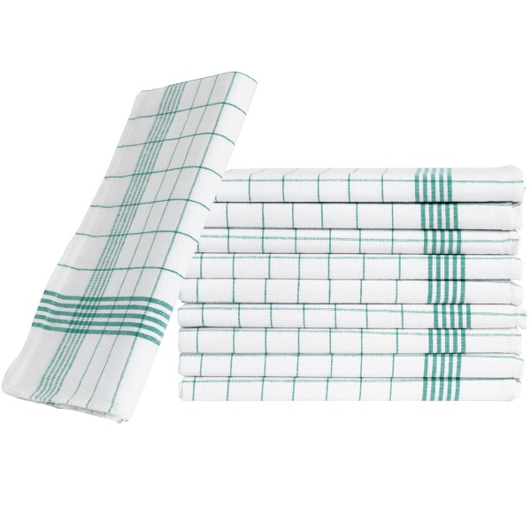 10er-Set Geschirrtücher aus 100% Baumwolle, 50x70 cm - Grün Kariert - Saugstarke Küchentücher für Haushalt & Gastro, Oeko-Tex, Premium Abtrockentücher