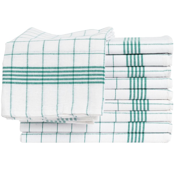 10er-Set Geschirrtücher aus 100% Baumwolle, 50x70 cm - Grün Kariert - Saugstarke Küchentücher für Haushalt & Gastro, Oeko-Tex, Premium Abtrockentücher