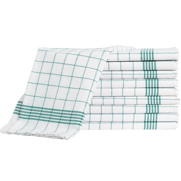10er-Set Geschirrtücher aus 100% Baumwolle, 50x70 cm - Grün Kariert - Saugstarke Küchentücher für Haushalt & Gastro, Oeko-Tex, Premium Abtrockentücher