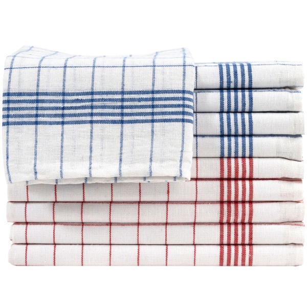 20er-Set Geschirrtücher aus 100% Baumwolle, 50x70 cm - Rot/Blau Kariert - Saugstarke Küchentücher für Haushalt & Gastro, Oeko-Tex, Abtrockentücher