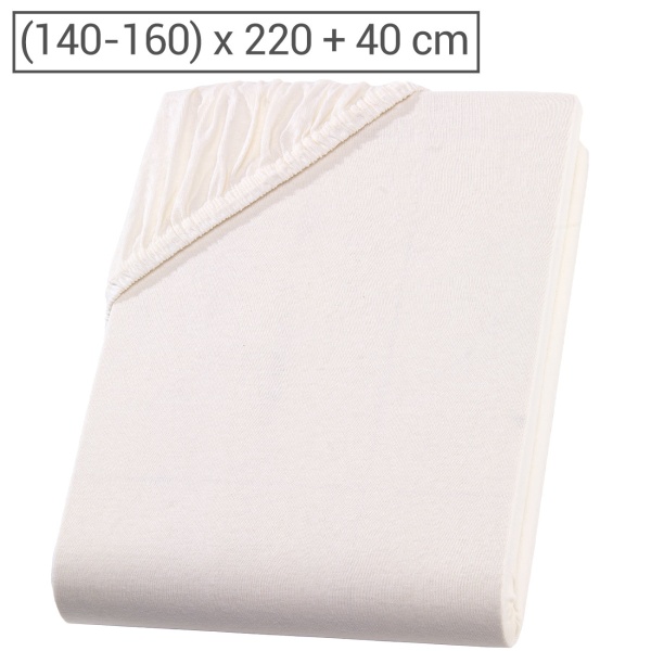 Premium Spannbetttuch für Boxspringbett & Wasserbett - Natur, 140-160x220 cm - 190g/m2 Baumwolle/Elasthan - 40cm Steghöhe - Oeko-Tex - Bügelfrei & Weich