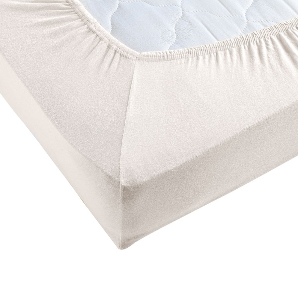 Premium Spannbetttuch für Boxspringbett & Wasserbett - Natur, 140-160x220 cm - 190g/m2 Baumwolle/Elasthan - 40cm Steghöhe - Oeko-Tex - Bügelfrei & Weich