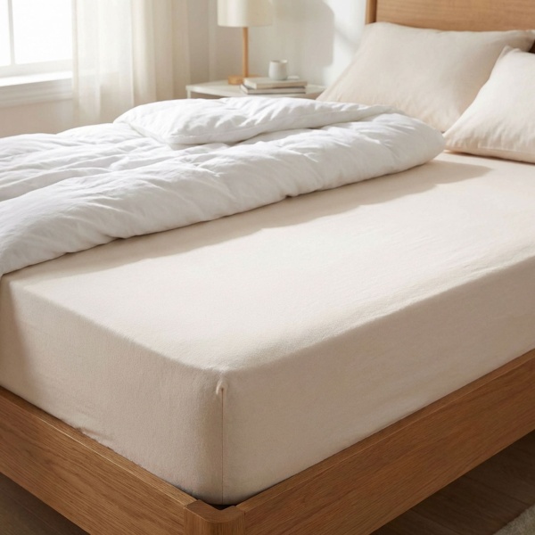 Premium Spannbetttuch für Boxspringbett & Wasserbett - Natur, 140-160x220 cm - 190g/m2 Baumwolle/Elasthan - 40cm Steghöhe - Oeko-Tex - Bügelfrei & Weich