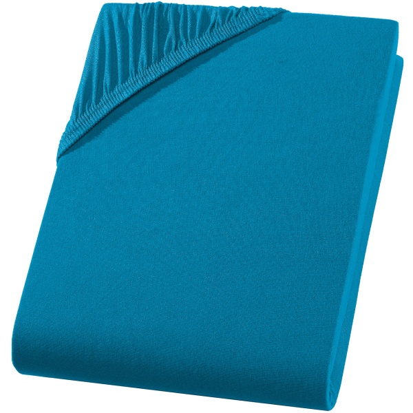 Premium Spannbetttuch für Boxspringbett & Wasserbett - Petrol, 140-160x220 cm - 190g/m2 Baumwolle/Elasthan - 40cm Steghöhe - Oeko-Tex - Bügelfrei & Weich