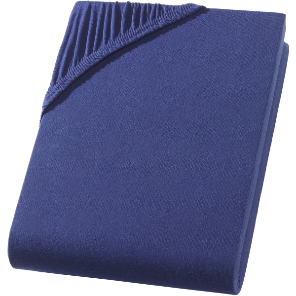 Premium Spannbetttuch für Boxspringbett & Wasserbett - Navy, 140-160x220 cm - 190g/m2 Baumwolle/Elasthan - 40cm Steghöhe - Oeko-Tex - Bügelfrei & Weich