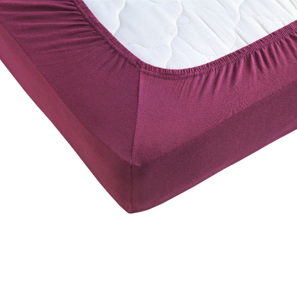 Premium Spannbetttuch für Boxspringbett & Wasserbett - Bordeaux, 140-160x220 cm - 190g/m2 Baumwolle/Elasthan - 40cm Steghöhe - Oeko-Tex - Bügelfrei & Weich
