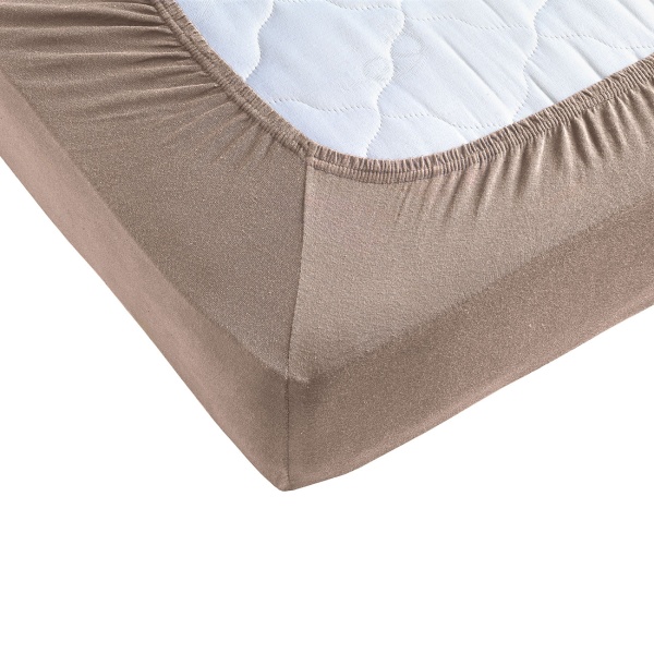 Premium Spannbetttuch für Boxspringbett & Wasserbett - Nougat, 140-160x220 cm - 190g/m2 Baumwolle/Elasthan - 40cm Steghöhe - Oeko-Tex - Bügelfrei & Weich