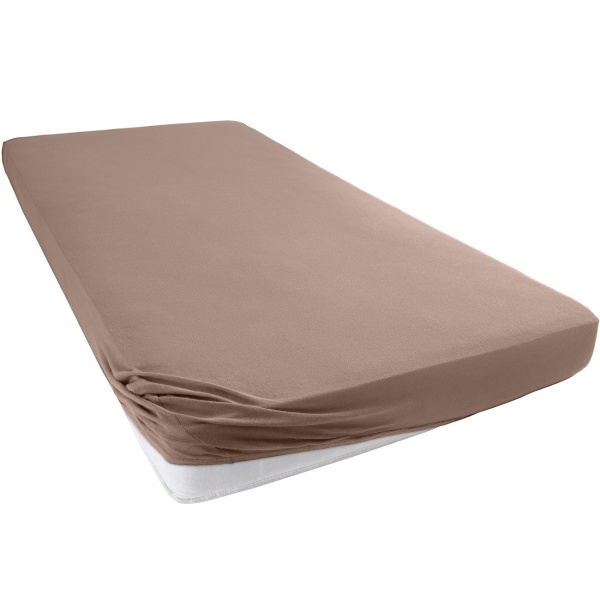 Premium Spannbetttuch für Boxspringbett & Wasserbett - Nougat, 140-160x220 cm - 190g/m2 Baumwolle/Elasthan - 40cm Steghöhe - Oeko-Tex - Bügelfrei & Weich