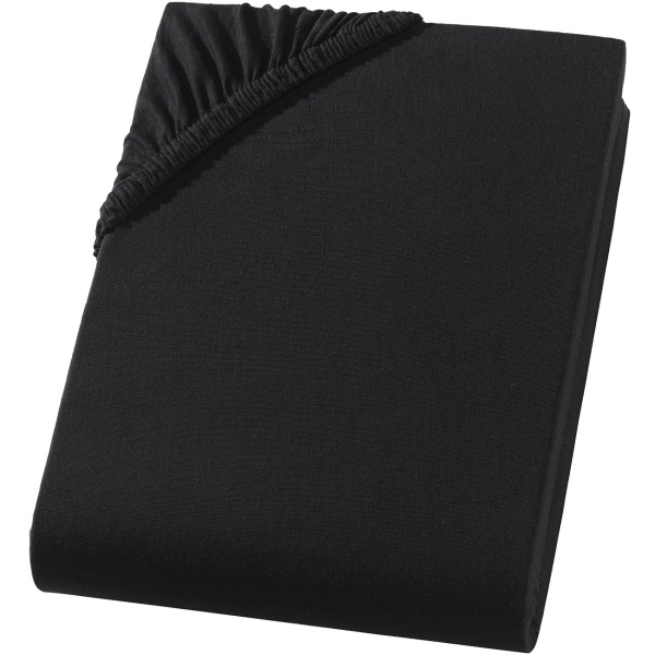 Premium Spannbetttuch für Boxspringbett & Wasserbett - Schwarz, 140-160x220 cm - 190g/m2 Baumwolle/Elasthan - 40cm Steghöhe - Oeko-Tex - Bügelfrei & Weich