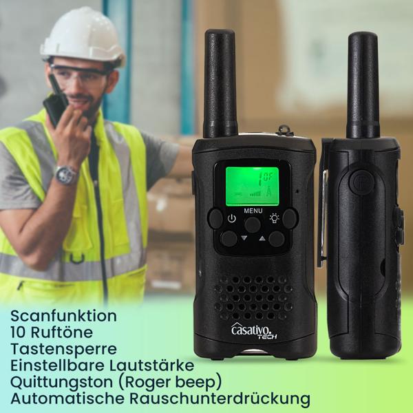 2er-Set PMR-Funkgerät mit VOX, Walkie Talkie mit Taschenlampe, 10km Reichweite, 8 Kanäle, für Abenteuer, Camping und Wandern