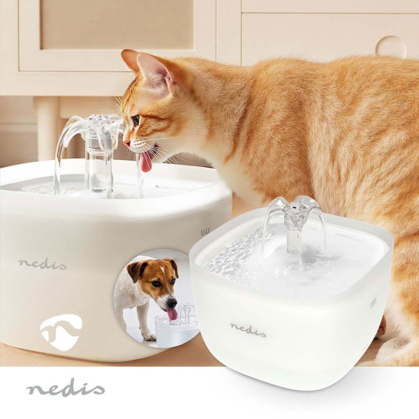 Trinkbrunnen für Hunde & Katzen, 2L, Ultra-Leise Pumpe, 4-fach Filter, LED-Licht, BPA-frei, Wasserautomat mit 360 Grad Wasserfall-Design, Katzenbrunnen 